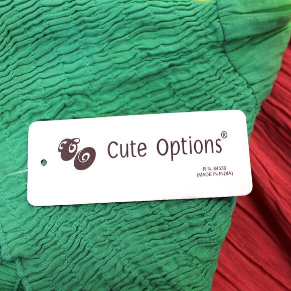 NEW Cute Options Womens S Sundress Smocked Gauzy Reggae Green Yellow Red - Picture 7 of 8